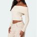 2025 European And American Cross Border Spring New Knitted Tops For Women Solid Color Off Shoulder Long Sleeved Pullover Sweater For Women_ecoleips.com