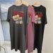 Cartoon Bear Print Short Sleeve Summer And Autumn New Loose Round Neck Pregnant Woman Comfortable Dress_ecoleips.com