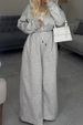 Women's Clothing Women's Autumn Winter Long Sleeve Hooded Sweatshirt And Elastic Waist Pants Two Piece Set Solid Color Tie Waist_ecoleips.com