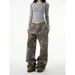 American Retro Camouflage Jeans For Women 2024 New Niche Design Loose Flared Cargo Pants Trendy_ecoleips.com