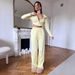 Women's Sexy Two Piece Set Solid Color Long Sleeved Zipper Cardigan And Lace Up Trousers Casual_ecoleips.com