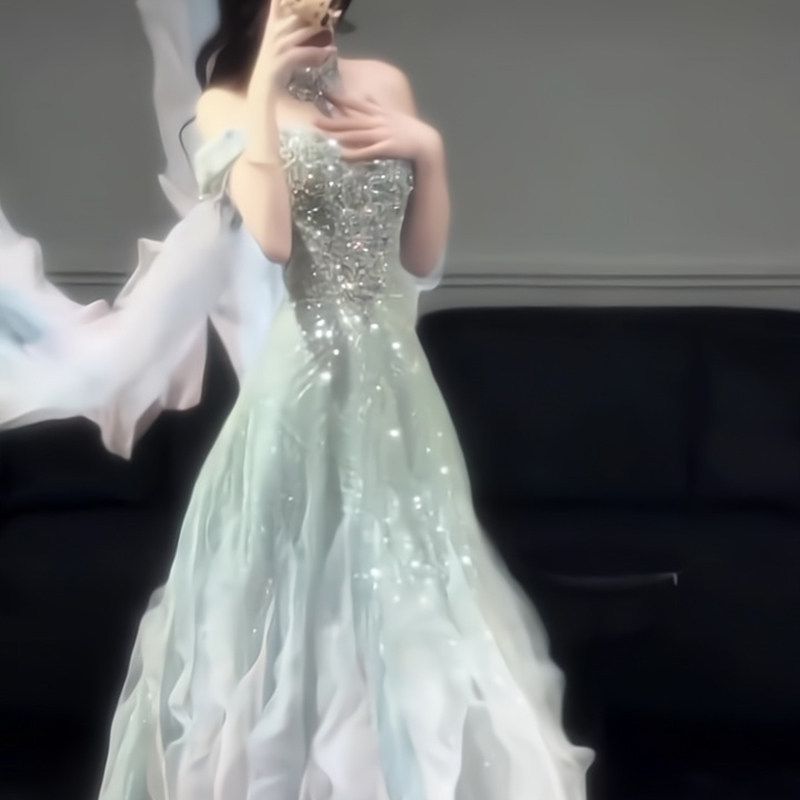 New 2026 Off-Shoulder Evening Gown for Proms Elegant Luxurious Women's Party Wear Super Fairy like Dress for Hosts Students Art Exams_ecoleips.com