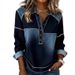 Women's Loose Long Sleeve Collared Pullover Sweatshirt European American Style Digital Print Color Block New 2026_ecoleips.com