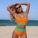 Perforated Fabric Bikini Two Piece Swimsuit Sexy Style Vacation Wear Regular Size Polyester_ecoleips.com