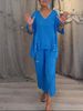 Bohemian Linen V-Neck Top With Distressed Detailing & Irregular Hemline - Breathable Cotton Blend Casual Wear For Women_ecoleips.com