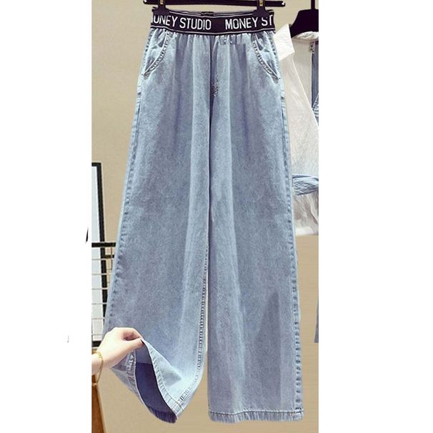 Women's clothing Summer suit for women new fashion fashionable flesh-covering slimming top high-waisted jeans two-piece set_ecoleips.com