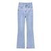 Women's Micro-flare Street Style, Solid Color, Zipper Flare, Light Blue, High Waist, Slim Fit Jeans, Cross-border_ecoleips.com