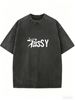 Classic Retro Washed Women Basic Short Sleeve Shirt, Relax Oversized Silhouette, Smooth Cotton Plain Tee For Daily Home Street Summer Lifestyle_ecoleips.com