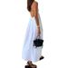 Women's Clothing Temperament Sexy Backless Sleeveless Solid Color V Neck Suspender Skirt Big Swing Dress_ecoleips.com