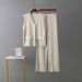 Cross Border Summer New Simple Cardigan Loose Sleeveless Knitted Vest Top + Wide Leg Pants Knitted Two Piece Suit For Women_ecoleips.com