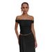 Cross-border European And American Sexy Y2K Mesh Ruched Tank Tops, Summer Off-shoulder Outerwear T-shirts, Women's_ecoleips.com