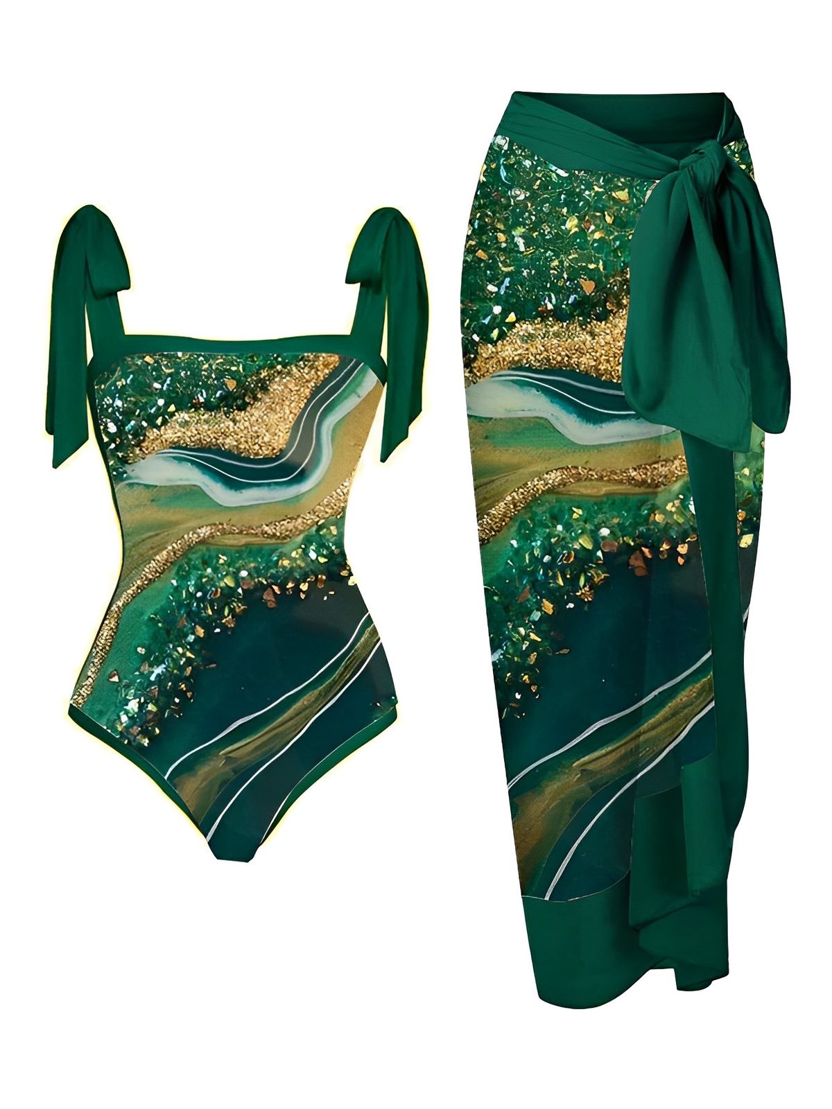 2026 Printed One Piece Swimsuit Women & Beach Skirt 2 Pieces Swimwear Female Sexy Bathers Bathing Swimming Swim Suit Beachwear_ecoleips.com