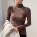 2025 Beer Half High Collar Base Shirt Women's Long Sleeved T-Shirt 2025 Autumn And Winter New Slim Fit Inner Layer Heating_ecoleips.com