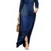 Plus-Size Women's Casual Lapel Long-Sleeved Long Plaid Dress Button-Down Shirt_ecoleips.com