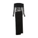 Women's Sexy Sheer Mesh Off Shoulder Long Sleeve Bodycon Maxi Dress – Party Evening Resort Gown_ecoleips.com