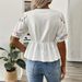 Women's Clothing Summer Fashion Women's Printed V Neck Tie Up Short Cardigan Shirt Ruffle Top For Formal & Casual For Women_ecoleips.com
