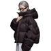 girl Short Down Cotton For Women 2025 Winter New American Style Puffer Jacket Design High-end Hooded Coat_ecoleips.com