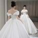 Plus Size Satin Wedding Dress Off The Shoulder Heavy Duty French Style High End Texture Luxurious Main Wedding Dress For Petite Women_ecoleips.com