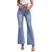 Voya Popular Women's Fashion And Personality Women's Autumn And Winter New Item Elastic Slim Fit Denim Bell Bottom Pants_ecoleips.com