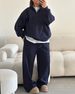 Oversized Drop Shoulder Hoodie & Drawstring Jogger Set – Long Sleeve Casual Lounge Two-Piece Outfit (White, Grey, Pink, Navy, More)_ecoleips.com