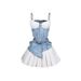 Women's Clothing New Fashion Sexy Suspenders Satin Splicing Denim Skirt Suit Two Piece Suit_ecoleips.com