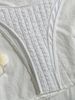 2Pcs High Cut Textured Bikini, Ladies Pearl Detail Halter Bathing Suit_ecoleips.com