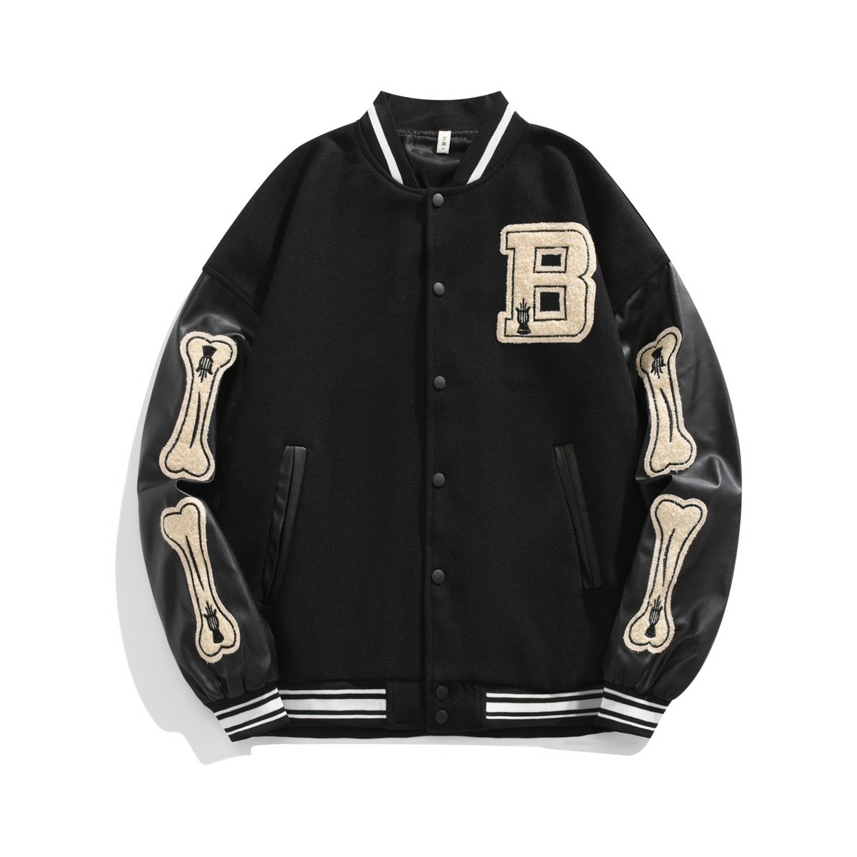 Women's Style Loose Baseball Jacket Spring/Autumn Black American Retro Cool Trendy Couple Outerwear_ecoleips.com