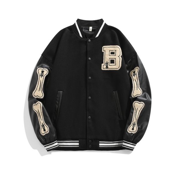 Women's Style Loose Baseball Jacket Spring/Autumn Black American Retro Cool Trendy Couple Outerwear_ecoleips.com