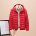 Women's Lightweight Down Jacket With White Duck Feather Filling, Slim Fit Short Puffer Coat For Winter, Fashionable Zipper Design_ecoleips.com