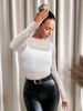 K New Small Stand Up Collar Long Sleeved Mesh Sand Transparent Rhinestone Decorative T-shirt Top For Women_ecoleips.com