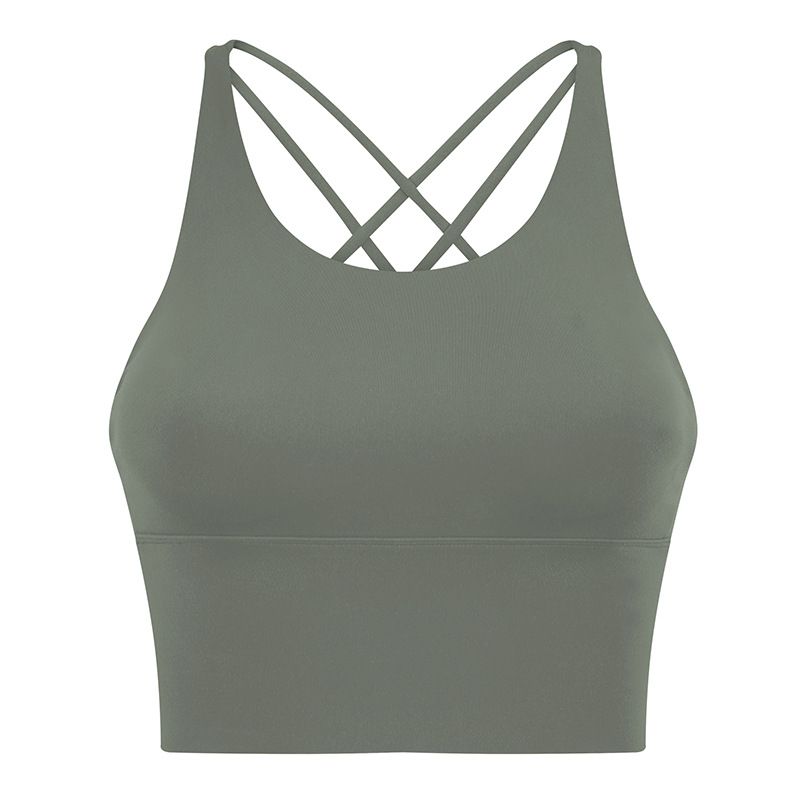 New Women's Yoga Bra With Wide Hem, Thin Straps, Openwork Crisscross Back, And Beautiful Back._ecoleips.com