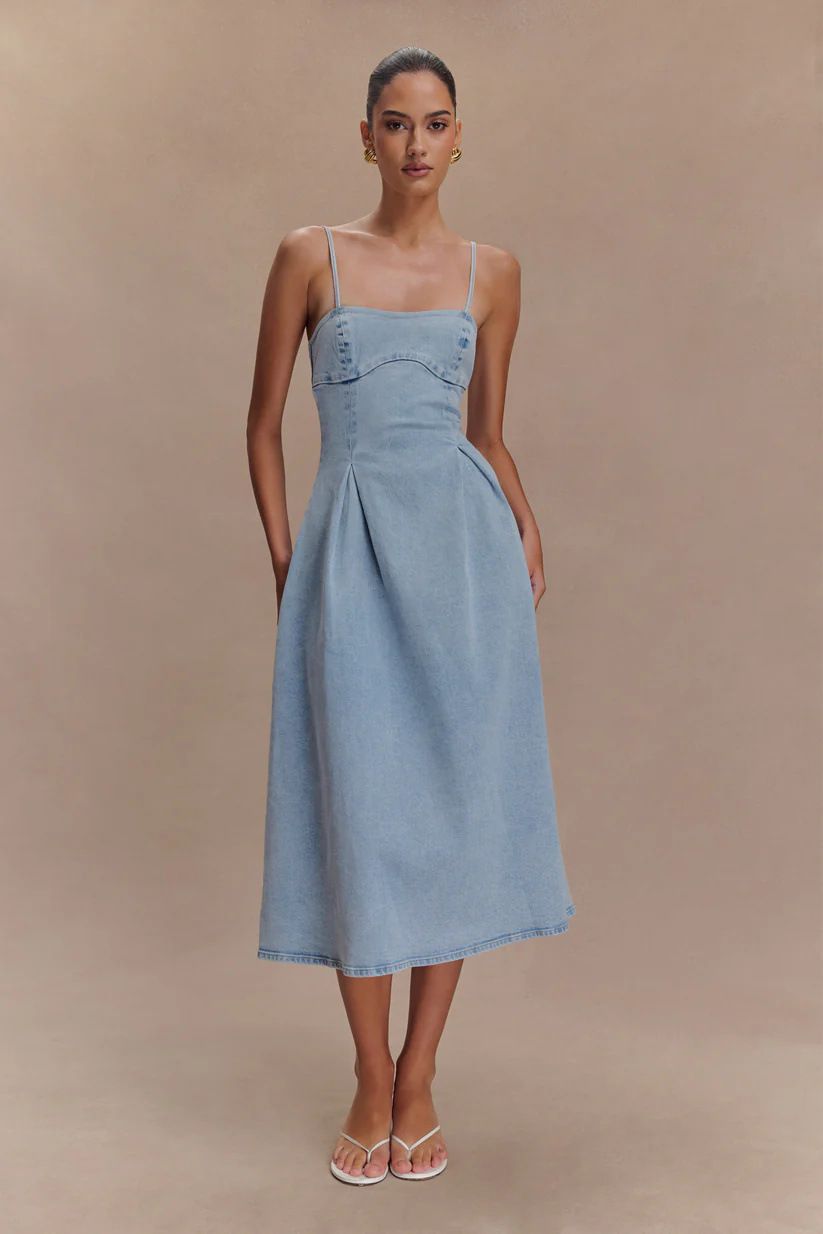Women's Strapless Solid Color Denim Suspender Dress Sleeveless Summer New Arrival Sexy_ecoleips.com