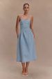 Women's Strapless Solid Color Denim Suspender Dress Sleeveless Summer New Arrival Sexy_ecoleips.com
