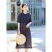 Original High-end Women's Clothing Wholesale 2025 Spring/summer New Vintage Artistic Ramie Floral Dress One-piece Drop_ecoleips.com
