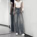 Retro High-Waisted Wide-Leg Jeans for plus Size Women Loose Fitting Straight Leg Solid Color High Street Design Pear Shaped Figure_ecoleips.com
