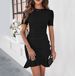 Women's Slim Fit Short Sleeve Bodycon Dress – Elegant Solid Color Stretch Fabric, Flattering Silhouette For Spring & Summer_ecoleips.com