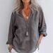 Spring Casual Spring Fashion Long-Sleeved Cotton-Linen Plain Retro V-Neck Sweater_ecoleips.com