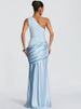 JULISSA MO Patchwork Satin Sexy One Shoulder Ruched Women Dress Backless Maxi Dress Winter Slim Elegant Party Evening Dress 2025_ecoleips.com