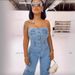 Women's Clothing New Tube Top Multi Pocket Workwear Jeans Jumpsuit Multi Button Women's Clothing_ecoleips.com