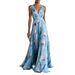 Women's Clothing Women's Sleeveless V Neck Long Dress Tulip Print Evening Gown For Formal & Casual For Women_ecoleips.com