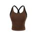 Modal Threaded Sports High Elasticity Tight Yoga Fitness Camisole For Women Summer Ruched Integrated Chest Pad Bra Vest_ecoleips.com