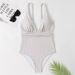 Women's Clothing One Piece Swimsuit V Neck Backless Sweet Striped Bikini Swimwear Regular Fit Summer Polyester Sexy Style_ecoleips.com