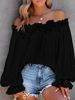 Women's Clothing Hot Sale New Elegant Style Casual Off Shoulder Long Sleeved Tops Lotus Leaf Sleeves Shirt Loose Plus Size Women's Clothing_ecoleips.com
