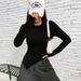 Voya Women's Slim Fit Long Sleeved T-shirt, Asymmetrical Round Neck Solid Color Knitted Sweater Top_ecoleips.com