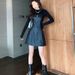 Leather Skirt Two-Piece Set 2025 Spring New High-Waisted Strap Slimming Dress Long-Sleeve Base Shirt_ecoleips.com