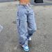 K New Trendy Elastic Waistband Tied Work Pants, Casual Wide Leg Jeans For Women_ecoleips.com