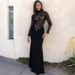 Women's Spring Fashion Semi High Neck Hollow out Lace Bodycon Dress European American Style Slim Fit Breathable Dress_ecoleips.com