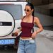 Y2k Wide Strap Tube Top For Women | Stretchy Ribbed Camisole In Army Green, Brown, Wine Red, White, Pink, Crimson_ecoleips.com