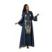 NC209 Beaded Long Robe V Neck Slimming Dress Luxury Loose Fit Fashion Evening Gown Jalabiya for Women_ecoleips.com
