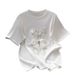 Women's Clothing goods three dimensional diamond sequin embroidery cartoon short sleeved T shirt for women summer loose fashion age reducing tops_ecoleips.com